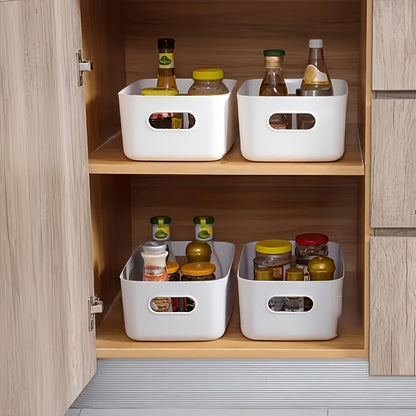 Multipurpose Storage Organizer Bins with Handles Set of 4 Plastic Home Organization Boxes