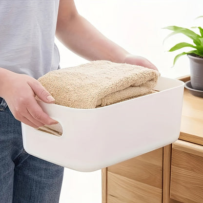Multipurpose Storage Organizer Bins with Handles Set of 4 Plastic Home Organization Boxes