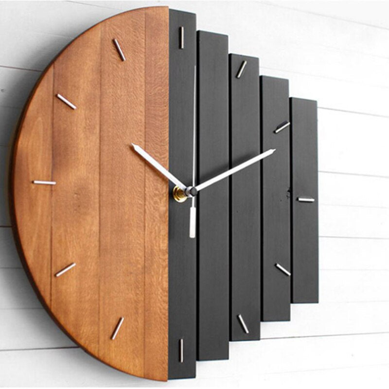 Natural Wooden Wall Clock Silent Movement Home Decor