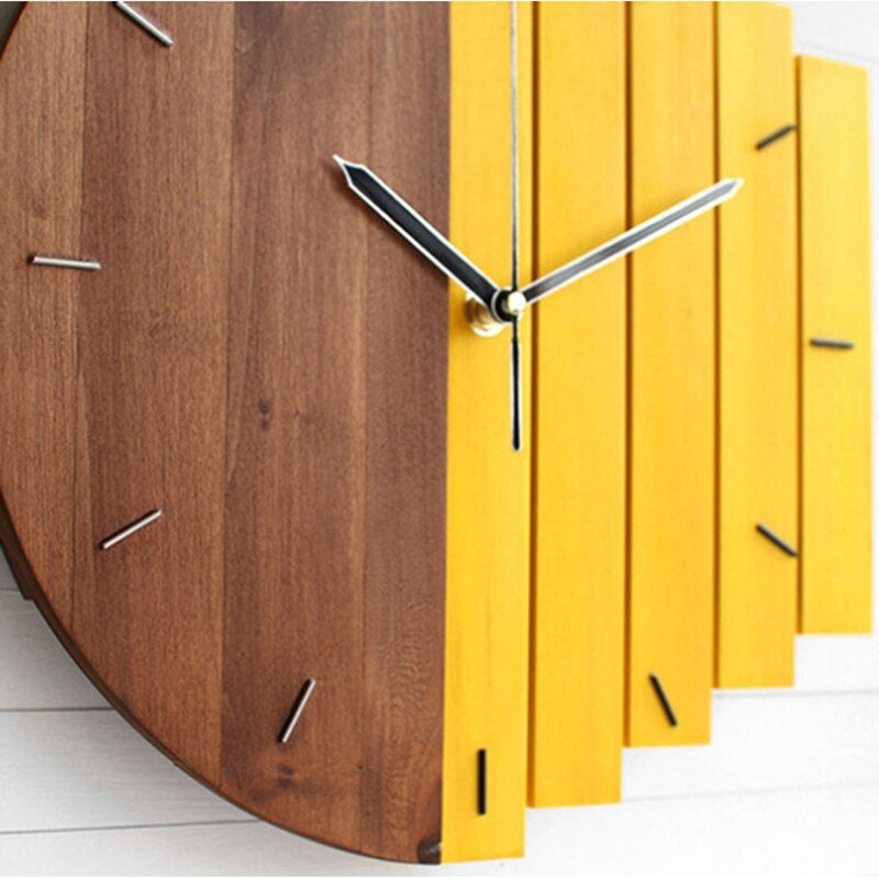 Natural Wooden Wall Clock Silent Movement Home Decor