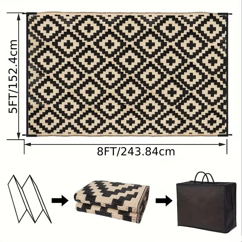Outdoor Camping Rug Waterproof Reversible Foldable Patio Garden Mat