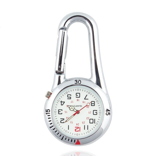 Outdoor Clip Watch Round Dial Carabiner Hook Portable Pocket Timepiece