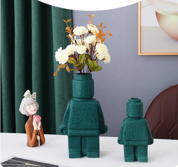 PixelGrow Robot Brick Plant Pots Playful Decorative Planters for Home and Office