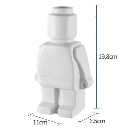 PixelGrow Robot Brick Plant Pots Playful Decorative Planters for Home and Office