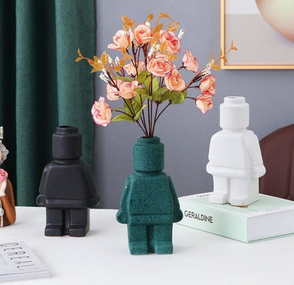 PixelGrow Robot Brick Plant Pots Playful Decorative Planters for Home and Office