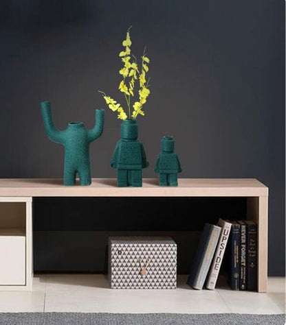PixelGrow Robot Brick Plant Pots Playful Decorative Planters for Home and Office