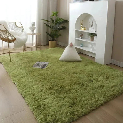 Plush Area Rug Solid Colour Soft Microfiber Non Slip Living Room Bedroom Carpet