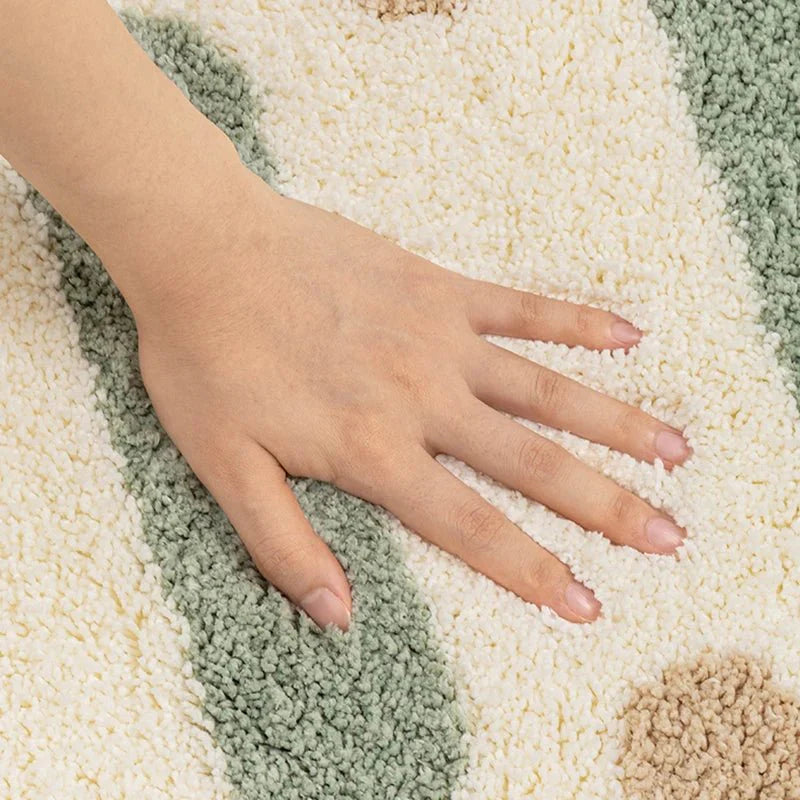 Plush Bathroom Bath Mat Non Slip Absorbent Soft Floor Rug Modern Quilted Design