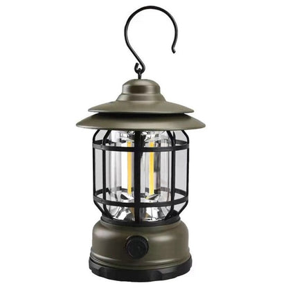 Portable Retro Camping Lantern Rechargeable LED Lantern with Stepless Dimming Waterproof Outdoor Light