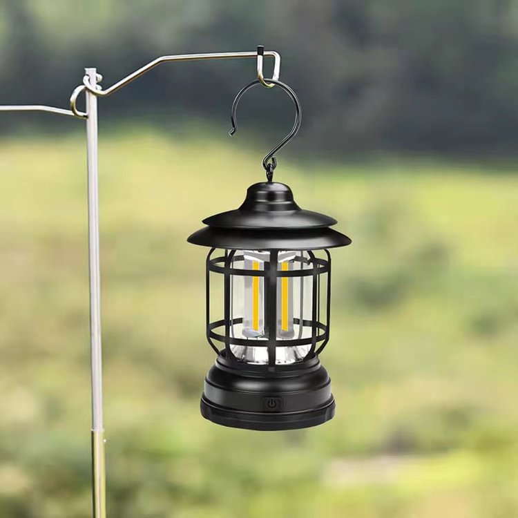 Portable Retro Camping Lantern Rechargeable LED Lantern with Stepless Dimming Waterproof Outdoor Light