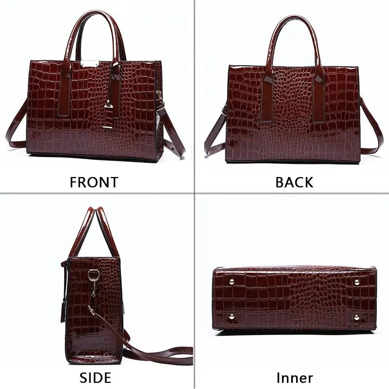 Premium Crocodile Pattern Women's Handbag Vegan Leather Shoulder Bag