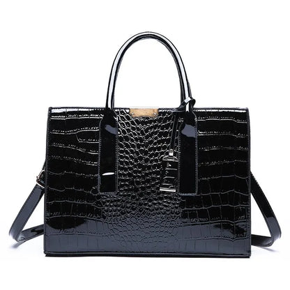 Premium Crocodile Pattern Women's Handbag Vegan Leather Shoulder Bag