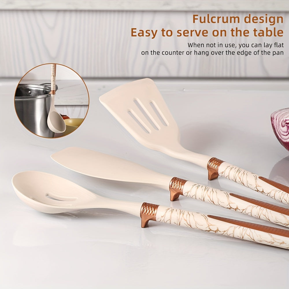 Premium Silicone Kitchen Utensil Set with Wooden Handles Non-Stick Heat Resistant