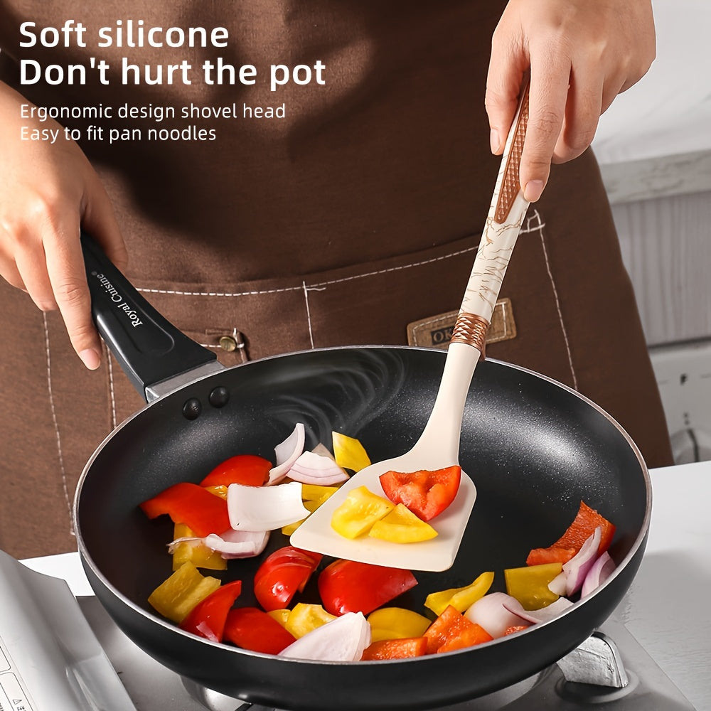 Premium Silicone Kitchen Utensil Set with Wooden Handles Non-Stick Heat Resistant