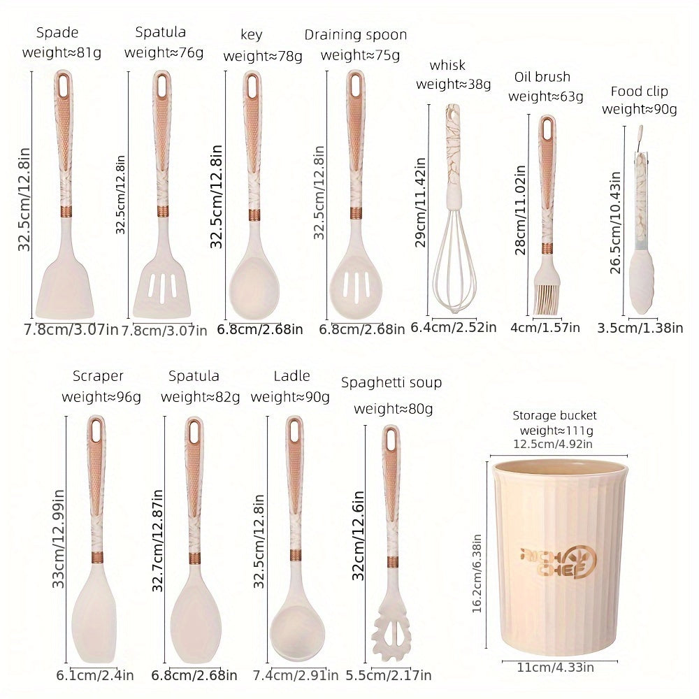 Premium Silicone Kitchen Utensil Set with Wooden Handles Non-Stick Heat Resistant