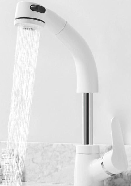 Pull Out Bathroom Faucet Brass Mixer Tap Adjustable Spray Modern Sink Fixture