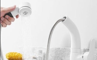 Pull Out Bathroom Faucet Brass Mixer Tap Adjustable Spray Modern Sink Fixture