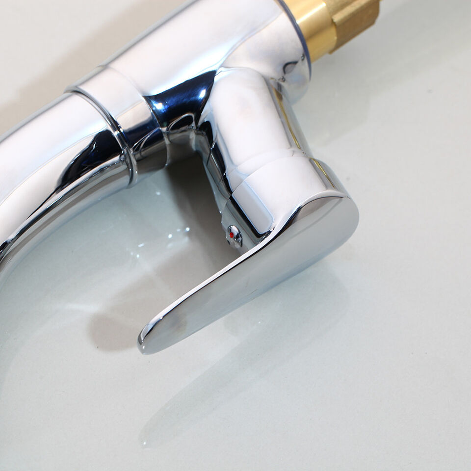 Pull Out Bathroom Faucet Brass Mixer Tap Adjustable Spray Modern Sink Fixture