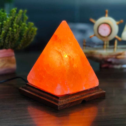 Pyramid Salt Table Lamp Ambient Bedroom Desk Meditation Light