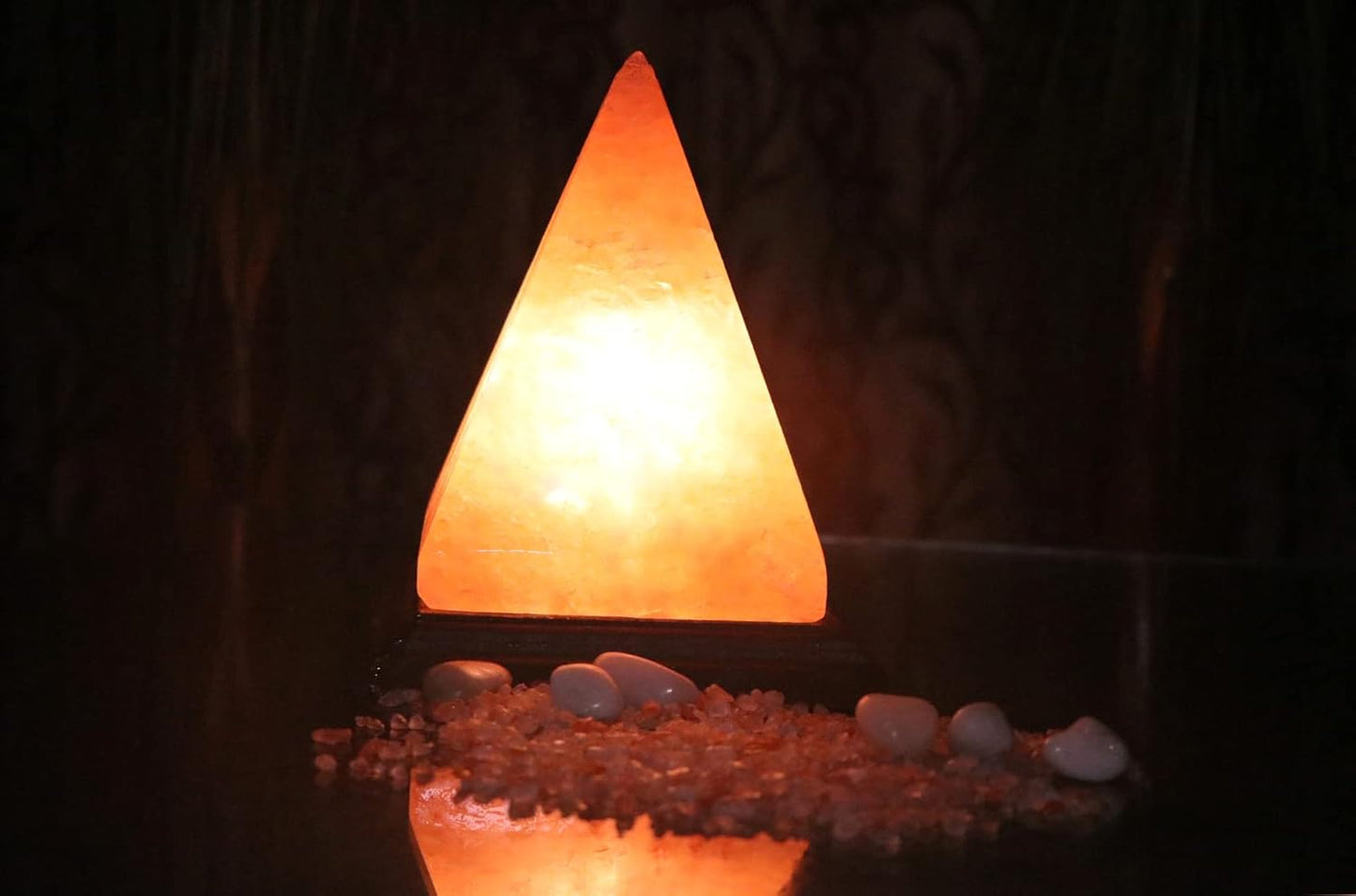 Pyramid Salt Table Lamp Ambient Bedroom Desk Meditation Light