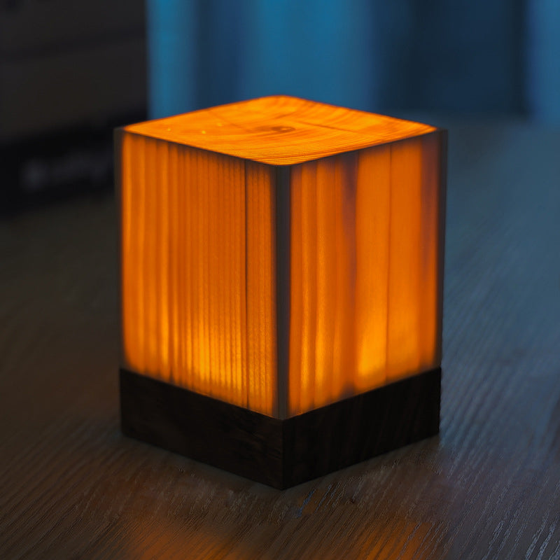 Rechargeable Wooden LED Table Lamp Touch Control Bedside Desk Lighting