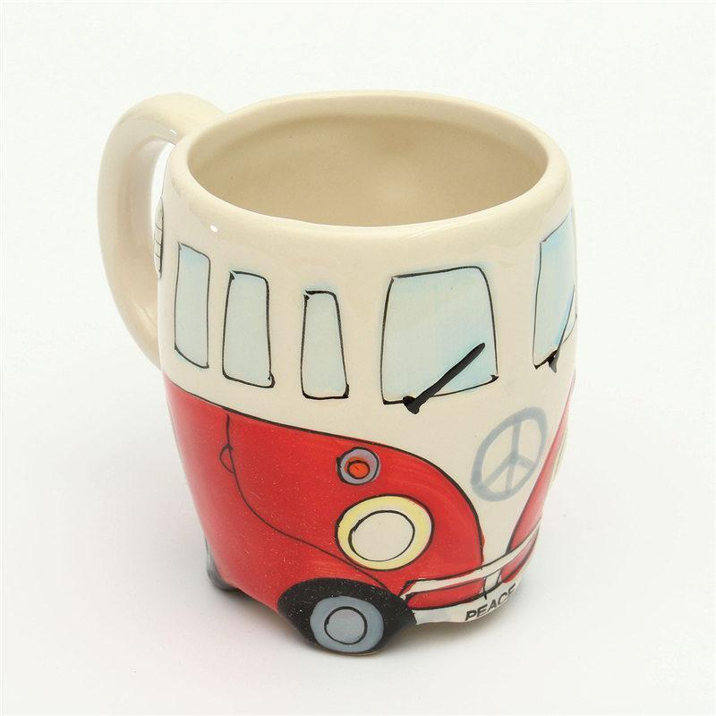 Retro Bus Coffee Mug Vintage Hippie Style Coffee Cup for Hot and Cold Drinks