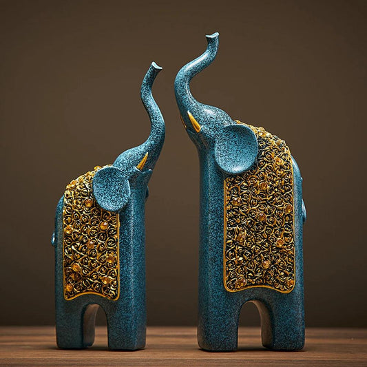 Retro Home Decoration Set Vintage Resin Elephant Ornaments for Home and Office