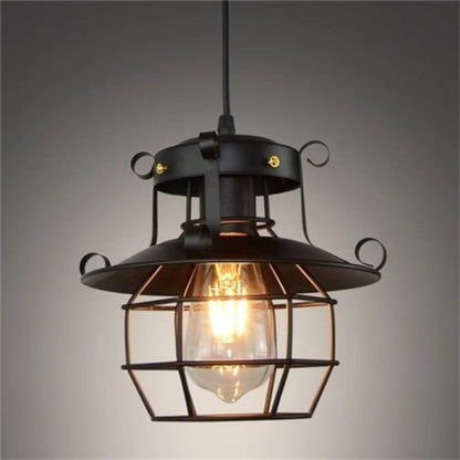 Retro Industrial Pendant Light Vintage Black Hanging Ceiling Lamp