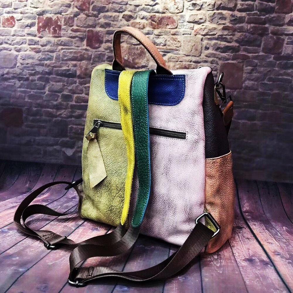 Retro Leather Women's Handbag Genuine Leather Shoulder Backpack Vintage Style
