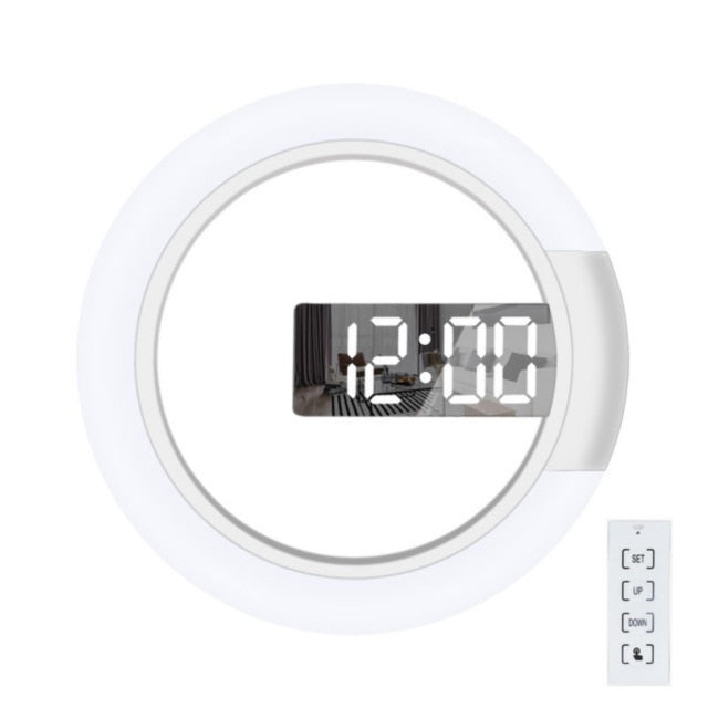 RingLite Elegant LED Ring Wall Clock Modern Digital Clock with Ambient Lighting