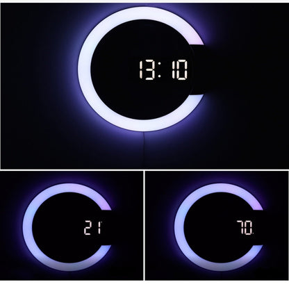 RingLite Elegant LED Ring Wall Clock Modern Digital Clock with Ambient Lighting