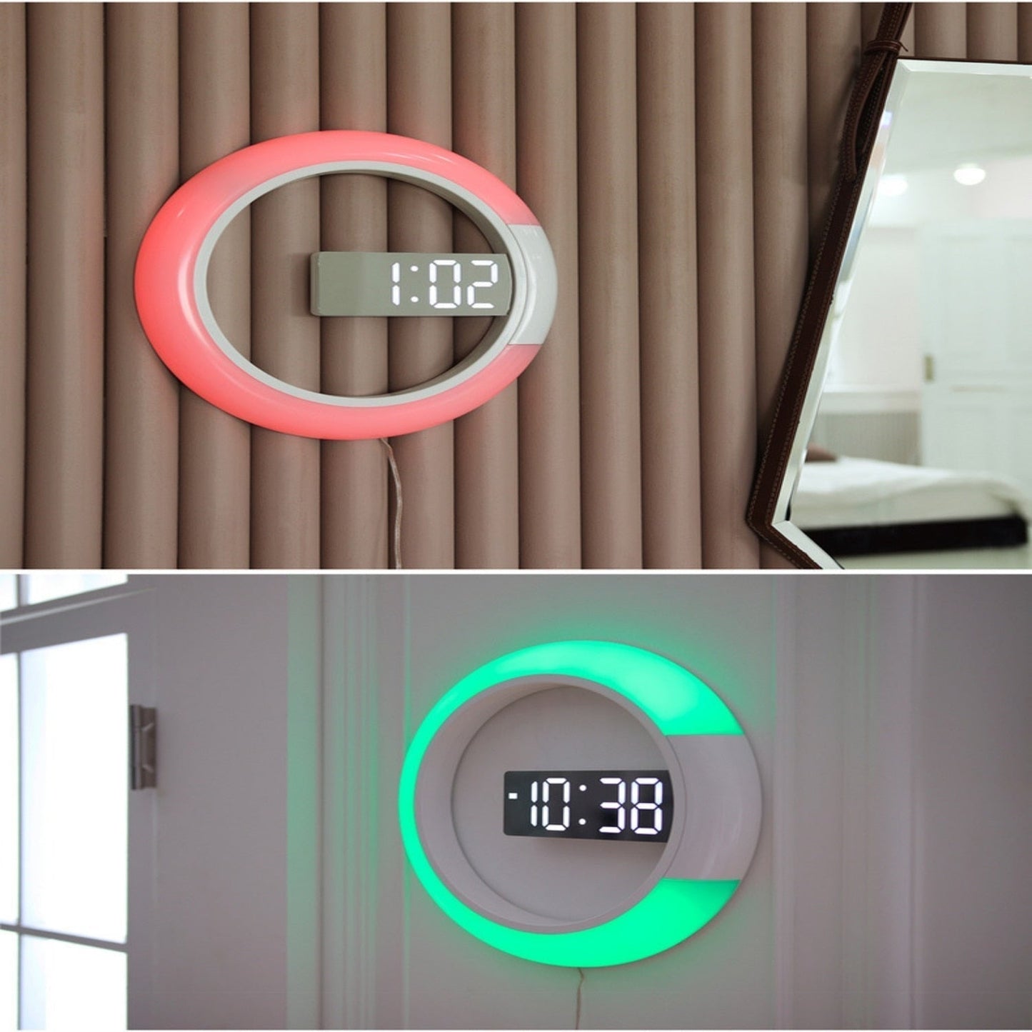 RingLite Elegant LED Ring Wall Clock Modern Digital Clock with Ambient Lighting