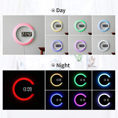 RingLite Elegant LED Ring Wall Clock Modern Digital Clock with Ambient Lighting