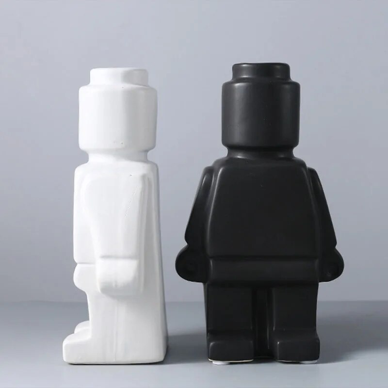 Robot Flower Vase Modern Decorative Vase for Home Desk Shelf Decor