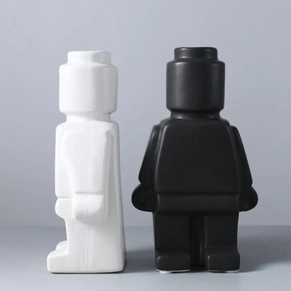 Robot Flower Vase Modern Decorative Vase for Home Desk Shelf Decor