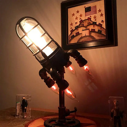 Rocket Lamp Handmade Industrial Vintage Table Lamp with Edison Bulb