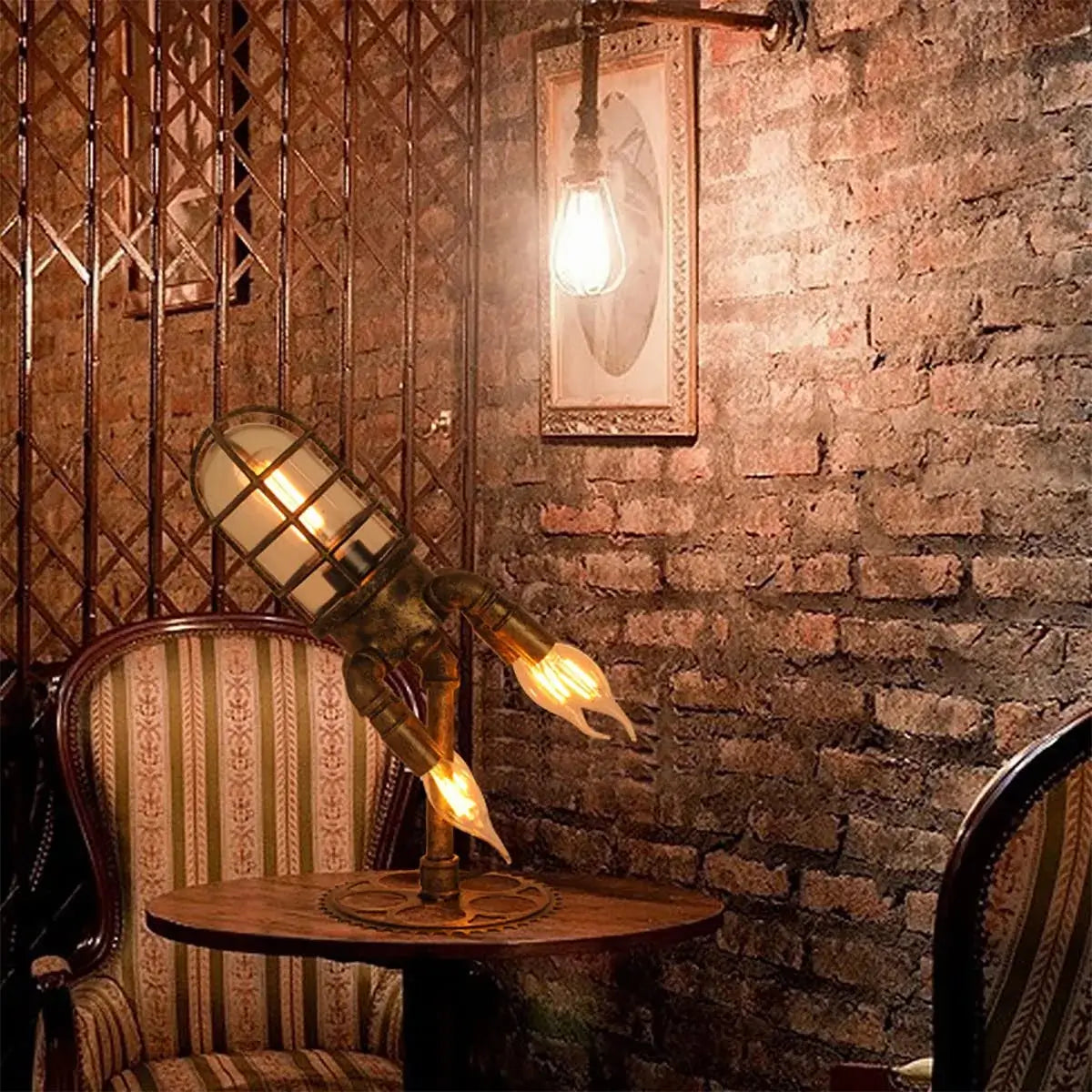 Rocket Lamp Handmade Industrial Vintage Table Lamp with Edison Bulb