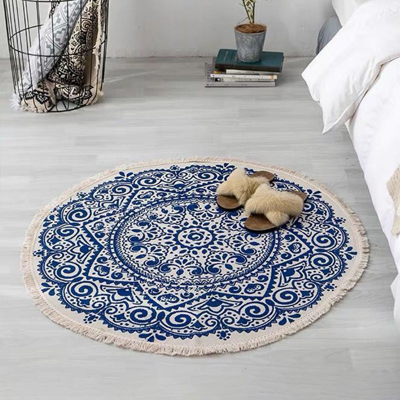 Round Non Slip Geometric Area Rug Modern Bedroom Floor Mat Soft Decorative Carpet