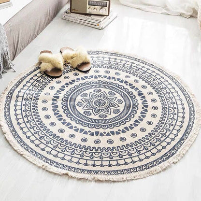 Round Non Slip Geometric Area Rug Modern Bedroom Floor Mat Soft Decorative Carpet