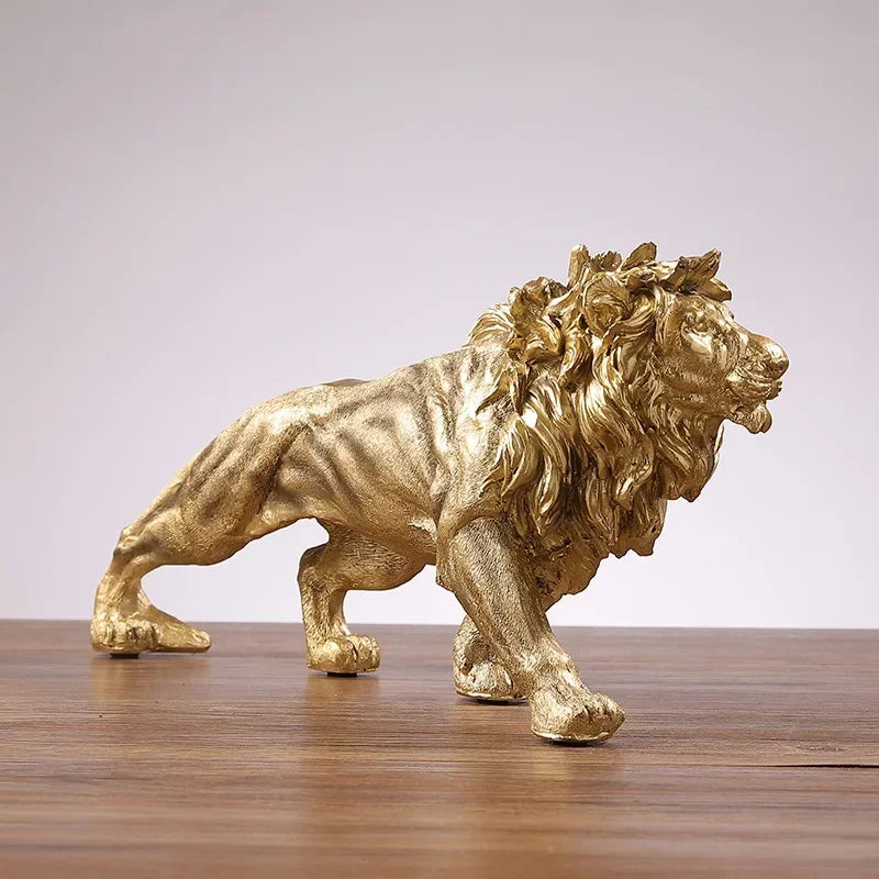 RoyalPride Gold Lion Sculpture Symbol of Courage and Strength Decorative Art