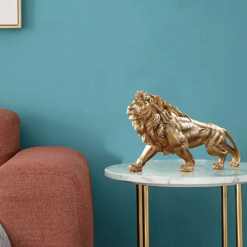 RoyalPride Gold Lion Sculpture Symbol of Courage and Strength Decorative Art