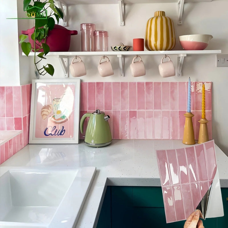 Self Adhesive 3D Wall Tile Stickers Waterproof Peel and Stick Tile Backsplash Wall Decor
