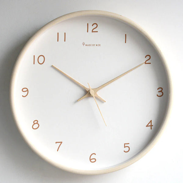 Silent Round Wall Clock Clear Glass Minimalist Wooden Wall Clock Non Ticking Modern Home Clock