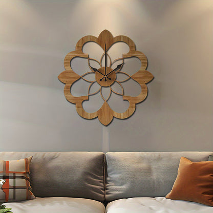 Silent Wooden Wall Clock 16 Inch Modern Decorative Wood Wall Clock Battery Operated