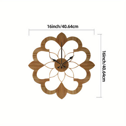 Silent Wooden Wall Clock 16 Inch Modern Decorative Wood Wall Clock Battery Operated