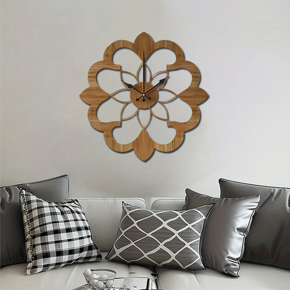 Silent Wooden Wall Clock 16 Inch Modern Decorative Wood Wall Clock Battery Operated