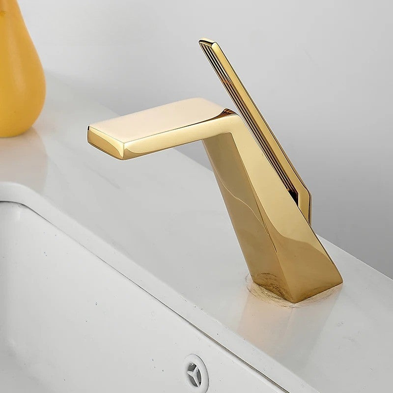 Single Handle Bathroom Sink Faucet Modern Curved Basin Mixer Tap