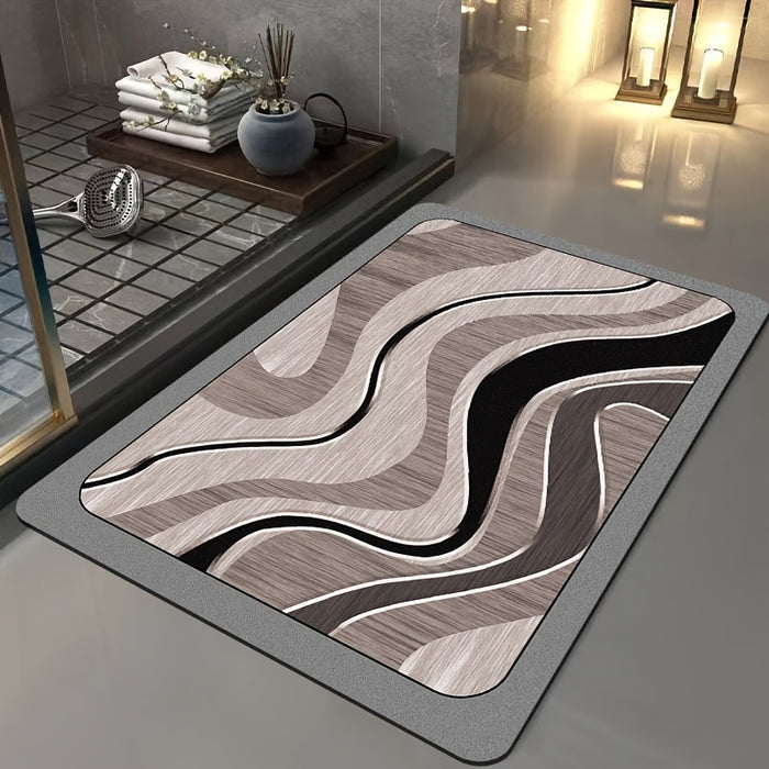 Slim Rectangular Bath Mat Quick Dry Non Slip Bathroom Floor Rug