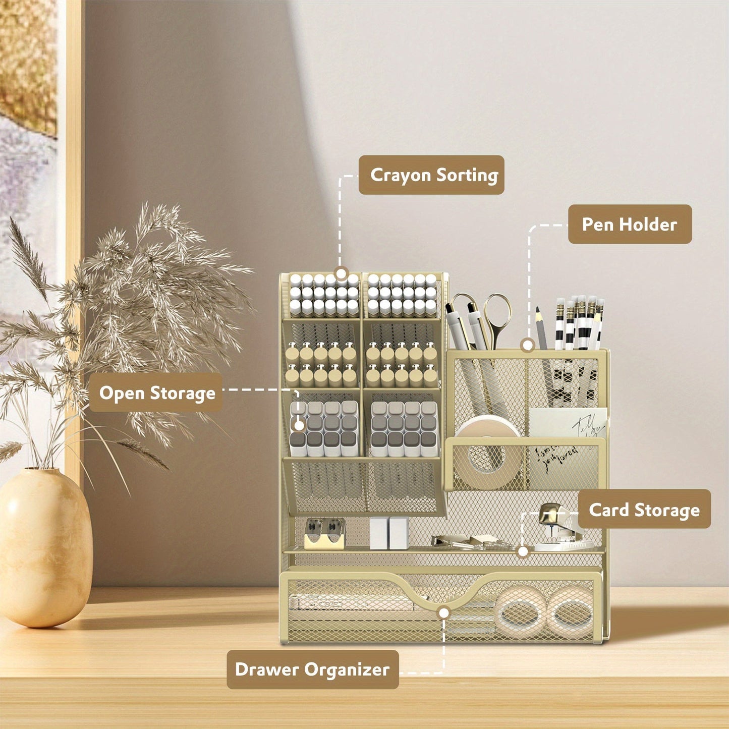 Smart Desk Organizer Rack Multifunctional Storage for Office Supplies