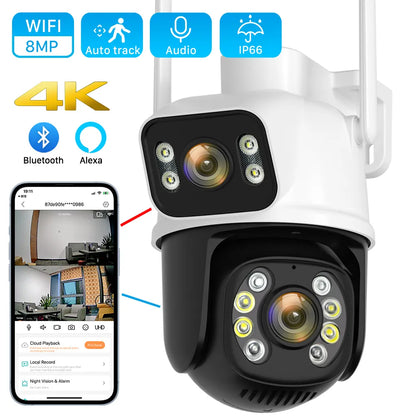 Smart Dual Lens Security Camera Night Vision, Motion Detection, Indoor & Outdoor Surveillance